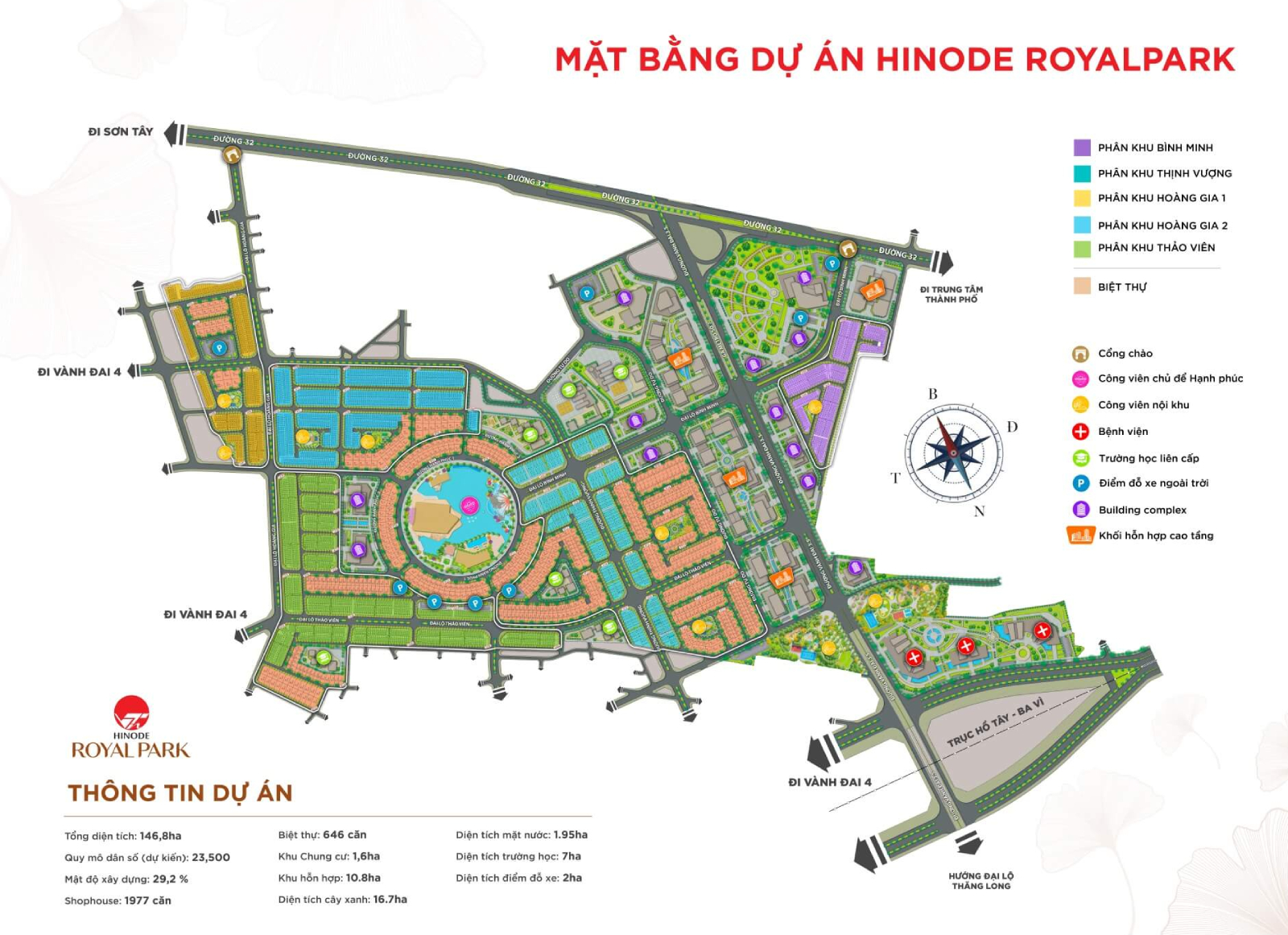 Mặt bằng thiết kế liền kề Hinode Royal Park theo từng phân khu