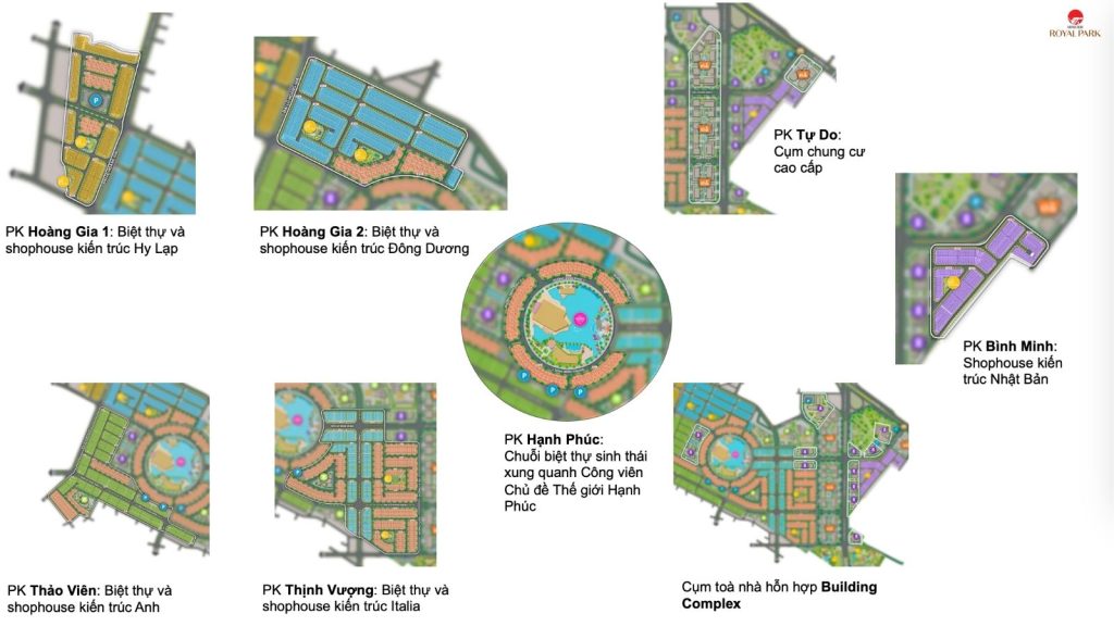 Thiết kế chi tiết từng phân khu của Hinode Royal Park Hoài Đức