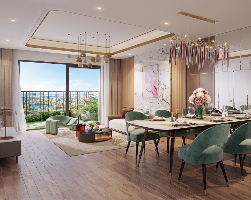 Mẫu thiết kế phòng khách chung cư The Wisteria Hinode Royal Park