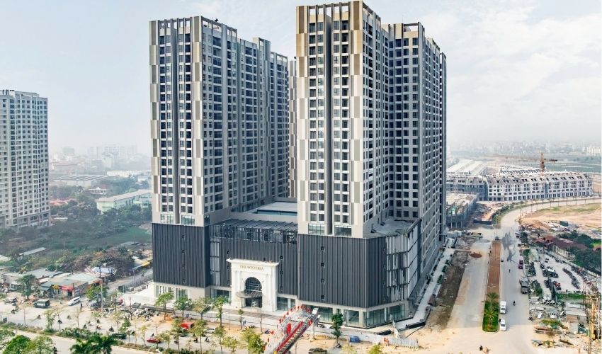 Hình ảnh thực tế của tòa chung cư The Wisteria tại dự án Hinode Royal Park Hoài Đức