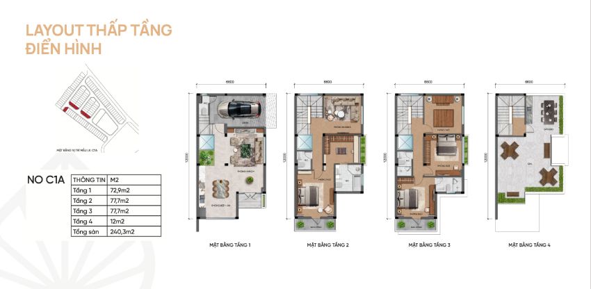 Layout thiết kế nhà liền kề Iconia Lakeside 54 Tố Hữu